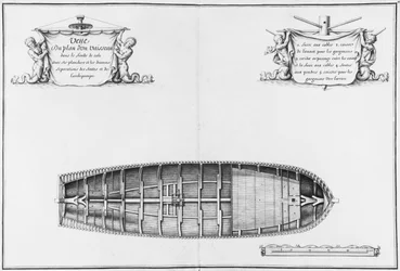 Plan des Laderaums eines Schiffes, Illustration aus dem 